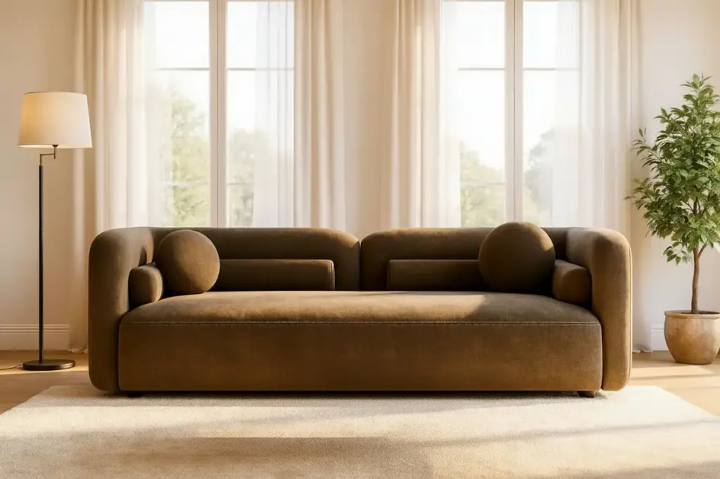 Bellano Sofa (2 Seater, Oxford Blue, Velvet, Soft Seating, Natural)